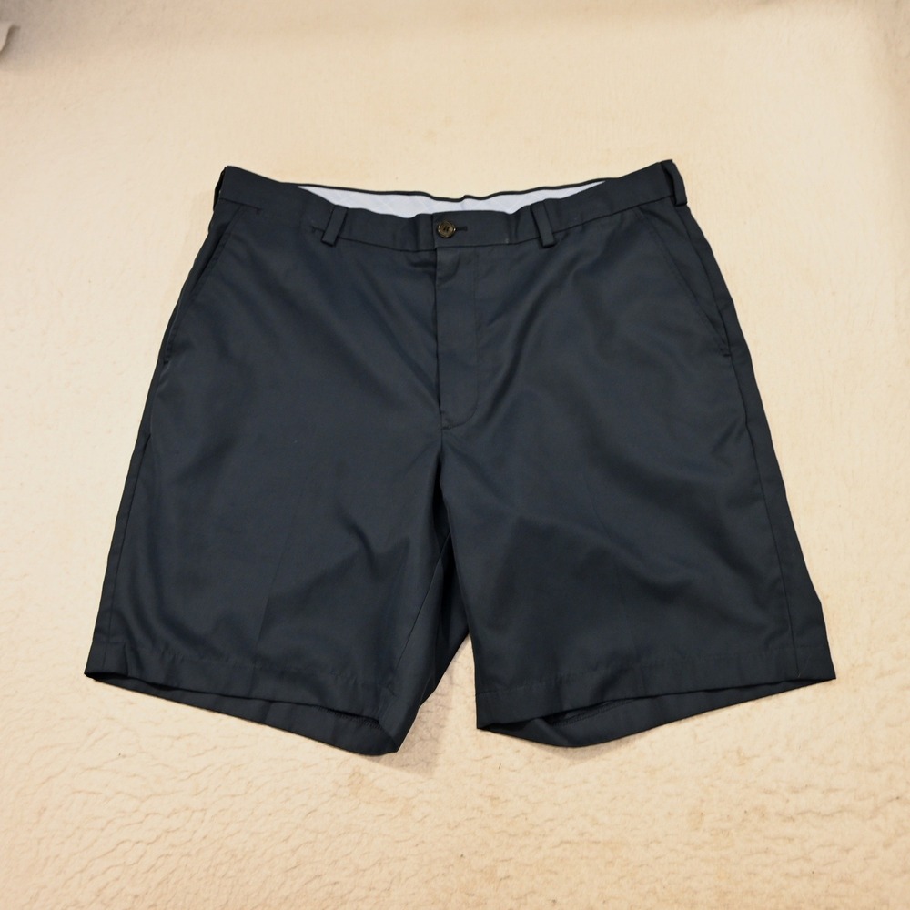 Brooks Brothers Golf Shorts Mens 38 Dark Blue Flat Front Pockets Chino Polyester